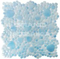 Мозаика из прессованного стекла Морские камушки 16079. Цвет - голубой, материал - Стекло, размер чипа: произвольно, размер листа: 290x290, цена за лист