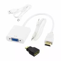 Переходник из Mini HDMI в VGA+Audio с внешним питанием