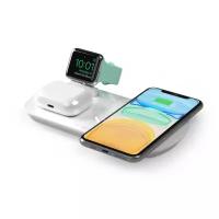 Зарядная станция 3 в 1: iPhone, Apple Watch, Airpods, беспроводная, 17,5 Вт, белый, Deppa 24010