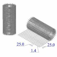 Сетка размер 25х25х1,4 мм сварная в рулонах 1х25 м металлическая из оцинкованной проволоки с квадратной ячейкой