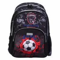 Рюкзак школьный эргономичная спинка, Basic 38 x 32 x 18, Football Club, чёрный/серый