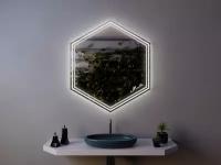 Шестиугольное зеркало с подсветкой в ванную Miralls Geometria