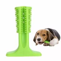 Зубная силиконовая щётка для собак, 12 см, зеленая