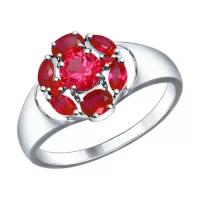 Серебряное кольцо Diamant online 101315 с рубиновым корундом, Серебро 925°, 16