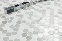 Мозаика стеклянная для пола в ванной на сетке чип 35x35 Hexagon 100/514 Vidrepur 317х307/4, упаковка 10 листов / 0.87 кв. м