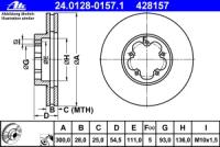 Тормозной диск Ate 24.0128-0157.1 Ford: 1371393 1503287 1543340 8C1V-1125-AA 1546747 6C11-1125-A1B 6C11-1125-AB 428157