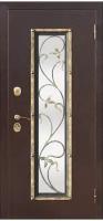 Входная дверь Ferroni Входная металлическая дверь со стеклопакетом Плющ Венге