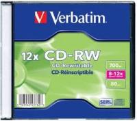 Диск CD-RW Verbatim 43762 700Mb 8-12x Slim case (1шт)