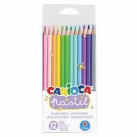 Карандаши цветные пастельные CARIOCA "Pastel", комплект 25 шт., 12 цветов, шестигранные, заточенные, ПВХ чехол, 43034
