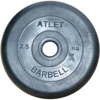 Диск MB Barbell Atlet обрезиненный черный d-26mm 2,5кг