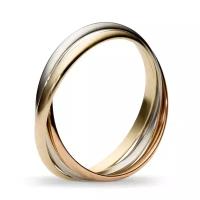 Тройное кольцо Тринити из комбинированного золота в стиле «Картье» шир. 2,6
