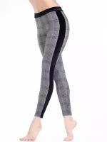 Женские теплые брюки легинсы в клетку с лампасами JADEA 4086 leggings, размер 46, цвет Серый