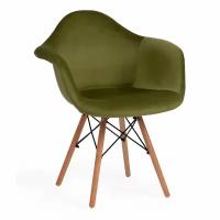 Кресло Secret De Maison CINDY SOFT (EAMES) (mod. 101) дерево береза/металл/мягкое сиденье/ткань, 61 х 60 х 80 см, зеленый (HLR 54)/натуральный