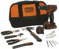 Дрель-шуруповёрт аккумуляторная BLACK+DECKER BDCHD18S32-QW с набором инструментов BLACK+DECKER BDCDC18HTSA-QW