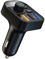 FM трансмиттер GSMIN C10 быстрая зарядка Quick Charge (1А USBx2, 2.1А USBx1, BT 5.0) (Черный)