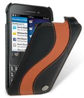 Кожаный чехол для BlackBerry Q5 Melkco Premium Leather Case - Special Edition Jacka Type (Black/Orange LC)