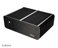 Корпус Akasa Euler MX, Fanless solid Aluminium THIN Mini ITX DC ATX power adapter 80W A-ITX25-M1B