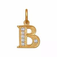 Золотая подвеска-буква В Diamant online с фианитом 031094