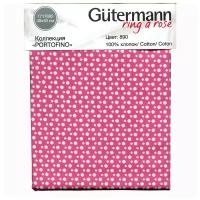 647586 Ткань коллекция 'Portofino', 48х50см, 100% хлопок Gutermann (890 ярко-розовый/белый горошек)