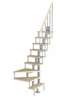Модульная малогабаритная лестница Компакт 2025-2250, Серый, Сосна, Нержавеющая сталь