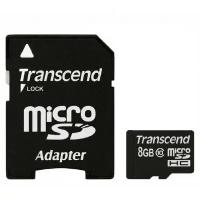 Карта памяти Transcend Premium microSDHC 8Gb UHS-I Cl10 +ад, TS8GUSDHC10, 1 шт