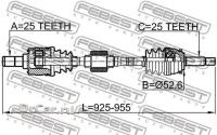 FEBEST Привод передний правый 25x927x25