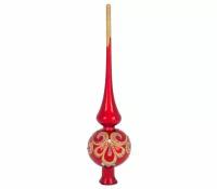 Стеклянное елочное украшение верхушка на ёлку "Вита" (Ёлочка) красный