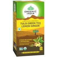 Чай органический из Тулси с Зелёным чаем, Лимоном и Имбирём Organic India, 25 пакетиков
