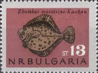 (1965-039) Марка Болгария "Камбала" Рыбы Чёрного моря II Θ