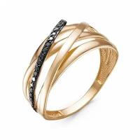 Золотое кольцо Кюз Del'ta DБР111285 с чёрным бриллиантом, Золото 585°, размер 17
