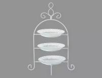 Этажерка для сервировки стола "Мадита", стекло, металл, белая, трехъярусная, 32х21 см, Boltze