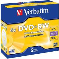 Диск DVD+RW Verbatim 4.7Gb 4x DataLife+ Jewel Case (5шт) (43229)