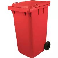 Контейнер-бак мусорный 240 л пластиковый на 2-х колесах с крышкой красный