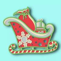 Конструктор из дерева Сани с подарками / Рождество для самостоятельной сборки и раскраски /не окрашенный Детская Логика