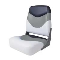 Сиденье мягкое складное Premium High Back Boat Seat, бело-серое