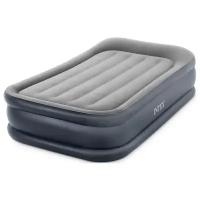 INTEX Кровать надувная Deluxe Pillow Rest Twin, 99 х 191 х 42 см, с подголовником, с встроенным насосом, 64132NP INTEX