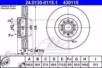 ATE 24013001151 Диск тормозной передний VAG A3/Octavia II/Golf VI/Passat B7 /Vent D345mm ATE 24.0130-0115.1