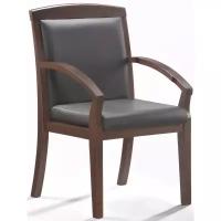 Конференц-кресло Easy Chair 421 KR рециклированная кожа черная, дерево темный орех