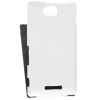 Кожаный чехол для Sony Xperia C / S39h / CN3 Melkco Premium Leather Case - Jacka Type (White LC)