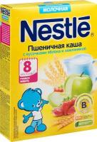 Детская каша пшеничная молочная Nestle с кусочками яблока и земляникой с 8 месяцев