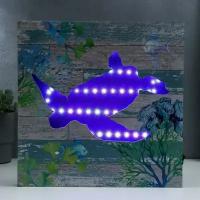 RISALUX Световая картина-ночник настенный "Черепашка" LED от батареек 3хАА 3х30х30 см RISALUX
