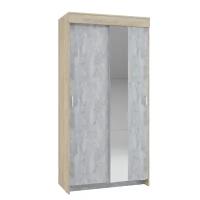 1 шт шкаф-купе Бассо 1,0м дуб крафт серый/бетонный камень + 1 шт Зеркало для ШК Бассо 1,0м