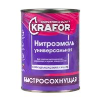 Нитроэмаль НЦ-132 быстросохнущая Krafor, глянцевая, 0,7 кг, белая