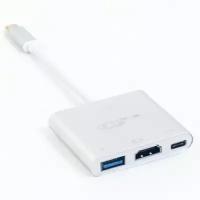Видео адаптер USB-C на HDMI KS-342 внешняя видеокарта для ТВ или проектора + гнезда USB-C и USB-Af