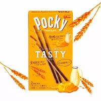 GLICO Pocky Tasty Палочки супер тонкие в молочном шоколаде с ароматом топленного молока, коробка 38,8 гр., 2 порции * 12 шт. * 1,63 гр