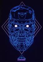 Киберпространственное UV активное полотно "Skull", 50x75 см. Картина Череп, светится в ультрафиолете с флуоресцентным принтом, гобелен, декор на стену