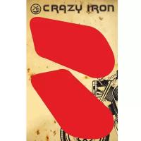 Наклейка на бак мотоцикла CRAZY IRON боковая скругленная, красная