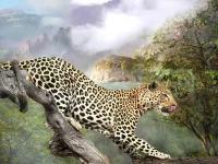 Фотообои Леопард на охоте 275x367 (ВхШ), бесшовные, флизелиновые, MasterFresok арт 3-077