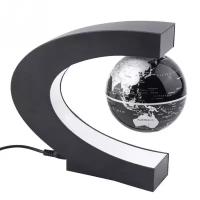 Левитирующий глобус Левитрон, светильник, ночник с LED подсветкой (черный) в форме месяца