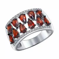 Серебряное кольцо Diamant online 101371 с фианитом и гранатом, Серебро 925°, 16,5